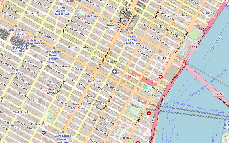Map showing Midtown Manhattan office location at 141 East 35th Street