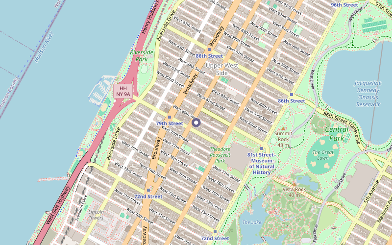 Map showing Upper West Side office location at 180 W 80th Street